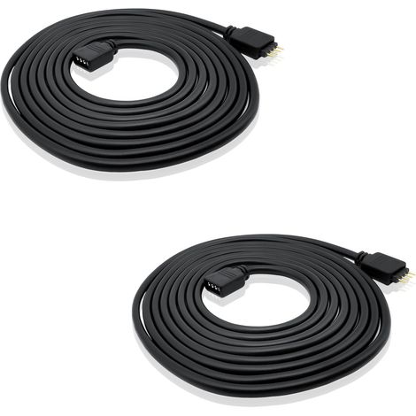 2pcs 2m Câble d'extension Bande LED RGB Rallonge de Ruban LED Extension Cable 4 Broches Extenseur Câble pour SMD 5050 3528 2835 RGB Strip, Noir (1/5)