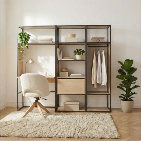 Set di 3 appendiabiti in legno e metallo OSLO