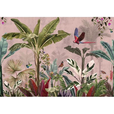 Papier peint panoramique - Forêt Tropicale Oiseaux - 457 cm x 320 cm (1/2)