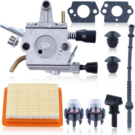 Kit de carburador Adefol para desbrozadora Stihl FS120 FS200 FS020 FS202 FS300 FS350, con junta, filtro de aire, manguera de combustible y bombilla de cebado.