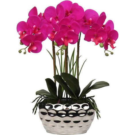 Künstliche Orchidee Phalaenopsis 44cm Keramiktopf Violett (1/5)