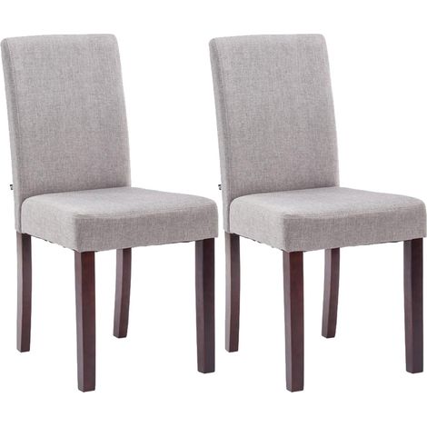 Lot de 2 chaises de salle à manger design moderne en tissu gris clair et pieds en bois marron foncé 100001555 (1/5)