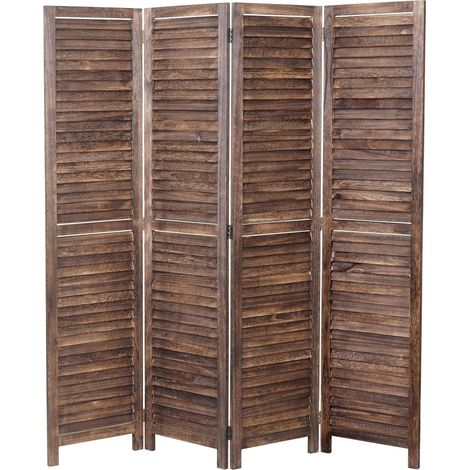 [NEUWERTIG] Paravent HHG-836, Raumteiler Trennwand Sichtschutz, Shabby-Look Vintage, 170x160cm braun