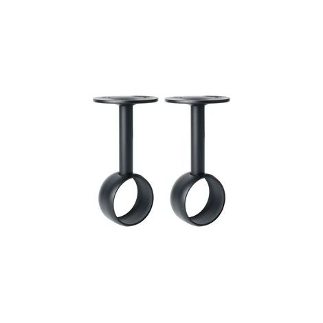 Support tringle à rideaux en acier inoxydable noir mat – Diamètre 32 mm – Lot de 2 – Résistant à l'humidité pour armoire et balcon