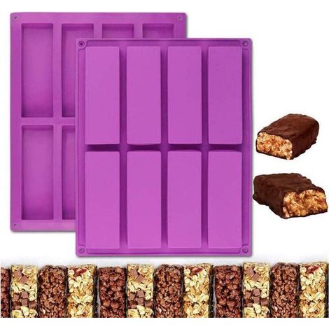 Moule à pâtisserie en silicone - 8 barres - Barres chocolatées, barres de céréales, pâtisseries, fudge, nougat (1/5)