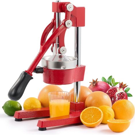 Presse Agrumes Manuel Silencieux en Acier Inoxydable de Qualité Alimentaire Broyeur Jus Presse Orange Lime Citron Pommes Fruit, Rouge (1/5)