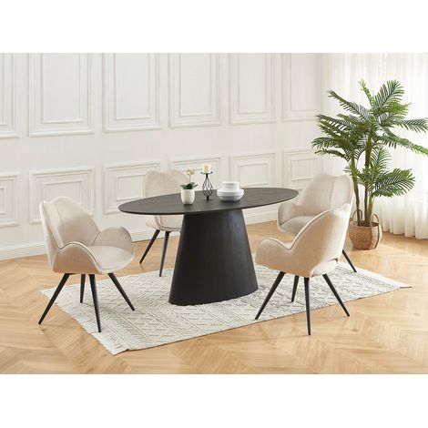 Lot de 2 chaises pivotantes avec accoudoirs en tissu et métal noir - Beige - GULSUN de Maison Céphy (1/4)