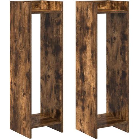 Support pour plantes en chêne fumé, 30 x 30 x 100 cm, bois composite (1/5)