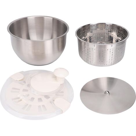 Laveuse Fruits 6L Inox PP Multifonction Essoreuse Salade – Avec Sortie Drainage Laitue Légumes (1/5)