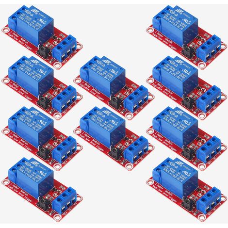 Lot de 10 Module Relais 1 Canal, 5V 1 Channel Relay Module avec Optocoupleur, Compatible avec Déclencheur de Bas Ou Haut Niveau