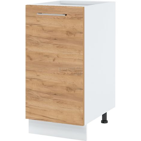 Meuble bas de cuisine Bellissi Chene 1 porte L 40 cm - Porte avec poignée apparente Décor chêne brut (1/5)