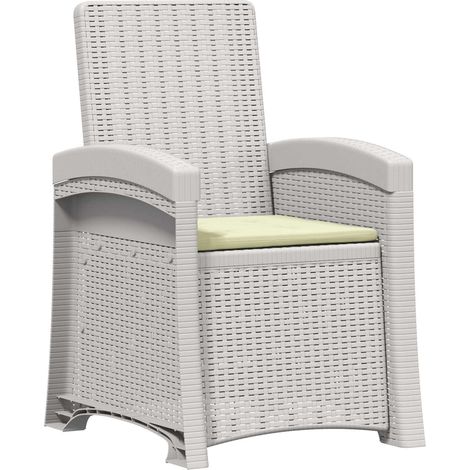 Maison Exclusive - Sedia da giardino reclinabile effetto rattan Bianco e Crema PP (1/5)
