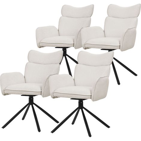 ML-Design Set di 4 Sedie da Sala Pranzo Beige con Rivestimento in Tessuto, Girevole a 360°, Gambe in Metallo, Poltrona Imbottita con Braccioli e Schienale, Sedia Ergonomica da Soggiorno e Cucina (1/5)