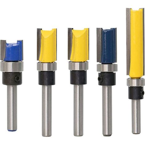 Lot de 5 fraises à défoncer double droite avec tige de 6,35 mm, outils de fraisage pour le travail du bois (1/4)