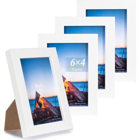 Bilderrahmen Weiß 10x15cm 4er Set MDF Holz-Rahmen Acrylglas StatelessWidget (1/5)