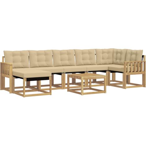 Set di divani da esterno 8 pz Bianco e Beige vidaXL (1/5)