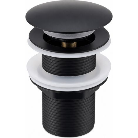 Bonde de Lavabo Noire en Acier Inoxydable à Clapet et Trop-Plein (1/5)