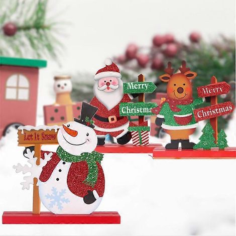 EVAGO 3-teiliges Weihnachtstischdeko-Set: Schilder, LKW, Weihnachtsmann, Schneemann, Weihnachtsbaum, Tischdekoration aus Holz für die Feiertage (1/5)