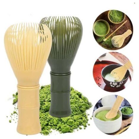 Lot de 2 fouets en résine pour poudre de thé vert matcha, fouet à poudre réutilisable (jaune + vert) (1/4)