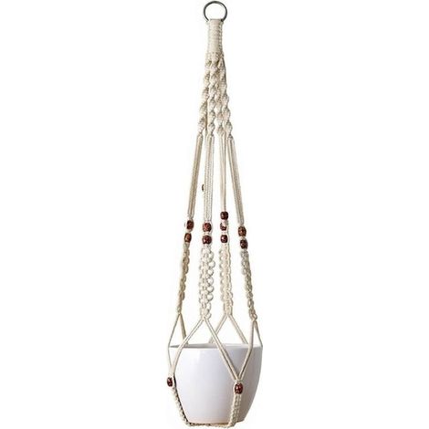 Suspension plante macramé 89 cm en coton – Pot suspendu décoratif pour intérieur et extérieur – 4 jambes pour stabilité (1/5)