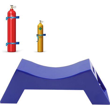 Support mural pour bouteille de gaz en plastique avec vis d'expansion et sangle de sécurité bleue (1/5)
