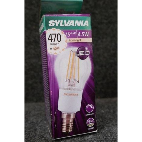 Ampoule filament sphérique culot E14 230V LED 4.5W 2700K 470lm dimmable ToLEDo Retro E14 SYLVANIA
