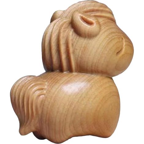 Figurines de Cheval en Bois Sculpté Décor Mascotte de l'Année du Cheval  Petite Sculpture D'Animal Sculpté pour Table Étagère Meuble TV Bureau Salon Chambre Salle d'Étude (1/5)