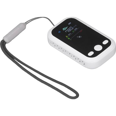 Détecteur de CO2 à détection NDIR, chargeur USB-C, testeur de température et d'humidité portable, moniteur de qualité de l'air blanc