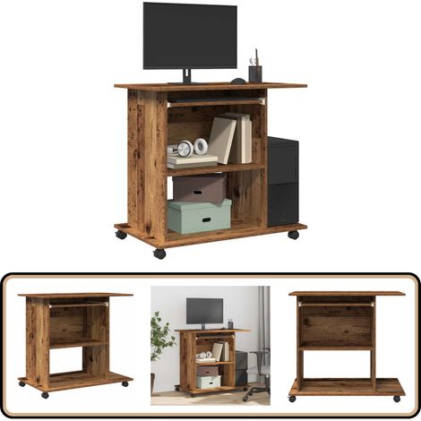 vidaXL Bureau d'ordinateur vieux bois 80x50x75 cm bois d'ingénierie