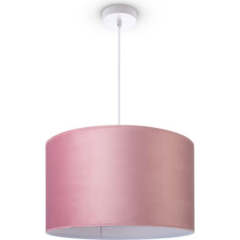 Paco Home Suspension Lampadaire Trépied Salon Abat-Jour Velours Monochrome E27 Lampe à suspension - Blanc, Rose Blanc (Ø45.5 cm)