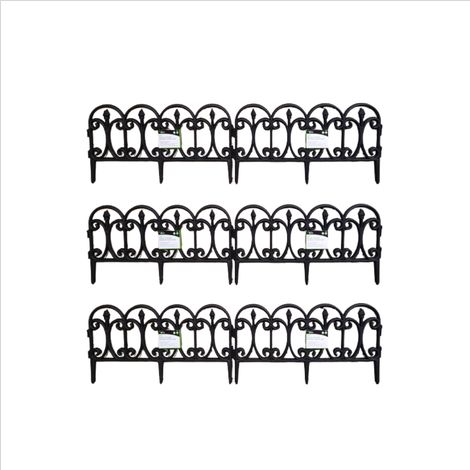 6 x 23cm 4 Piece Black Ornate Garden Border Fence Edging (1/4)