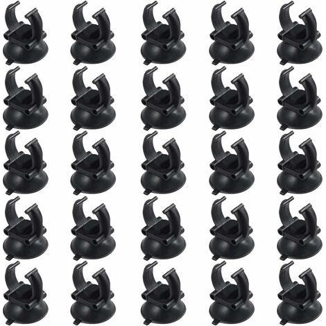 25 Pièces Aquarium Ventouse Porte-Tube, Support De Ventouse D'aquarium, Aquarium Sucker Réservoir De Poissons Ventouse Clip en Plastique PVC Noir (1/5)