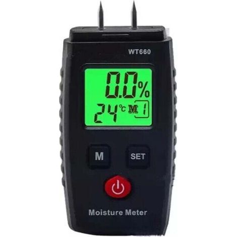 Moisture Tester, Pin Moisture Detector with 3 Modes, LCD Display with Green Backlight, Mold Detector for Wood and Building Materials. (1/2)
