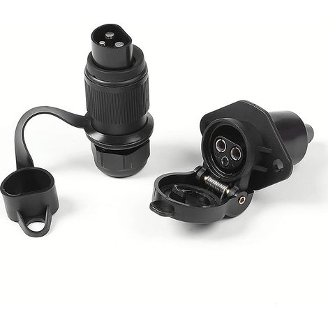 Kit presa per rimorchio a 3 pin maschio/femmina 12V 24V connettore per gancio di traino per camion a 3 pin per veicoli agricoli, auto, trattori, roulotte, portabici, camper