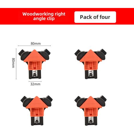 Pinces à angle droit pour travail du bois – lot de 4 – fixation 90°, pince en G, pince rapide, pour cadre photo et bricolage (1/5)