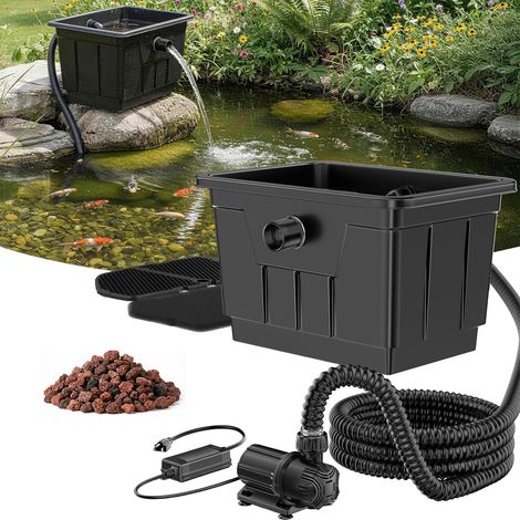 POPOSOAP Außen-Teichfilter-Set F580E für Koi-Teich, 4500L/H DC-Wasserpumpe 42W, Oberirdischer Garten-Teichfilter mit Zubehör (1/5)