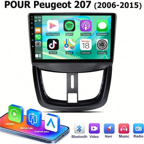 9 pouces Carplay Autoradio pour  Peugeot 207 (2006-2015) Android 64GB BT JUNSUN (1/5)