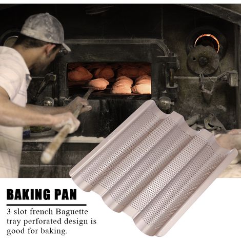 25 cm große französische Brotform, perforiertes Baguette-Backblech, 3 Antihaft-Rillen, Edelstahl-Backblech (1/5)