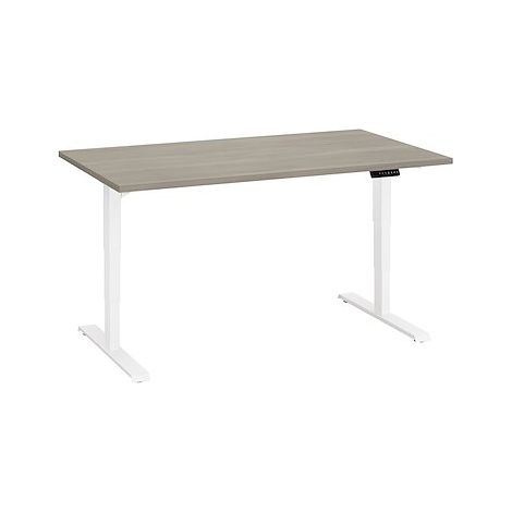 Bureau réglable en hauteur électrique chêne gris Ergo Premium 140 x 80 cm - Arch - blanc - Maxiburo