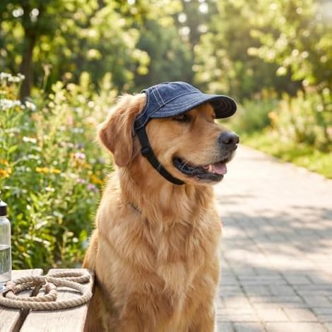 Gorra de Beisbol para Perros con Orificios para Las Orejas, Gorra de Protección Solar Ajustable, Tela Oxford, para Perros Pequeños, Medianos y Grandes (L) (1/5)