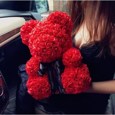 Saint valentin romantique cadeau boîte PE Rose ours artificiel Rose décorations mignon dessin animé petite amie enfant cadeau 25 CM (1/2)