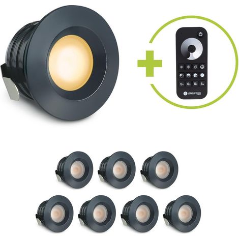 Einbaustrahler Mini flach Torino 3W 2700K IP44 - Farbe: anthrazit RAL 7016 - Anzahl: 8x