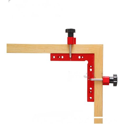 JOORRTSupport de positionnement à 90 degrés 160 x 160 mm en aluminium pince à angle de 90 degrés en forme de L outil de travail du bois 160 x 160 angle droit trois pièces rouge (1/2)