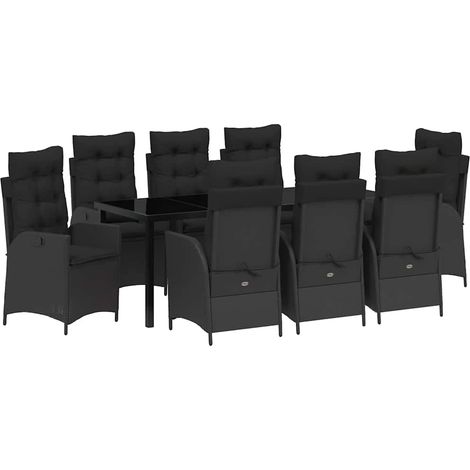 Maison Exclusive - Set da Pranzo per Giardino con cuscino 9 pcs Nero polyrattan