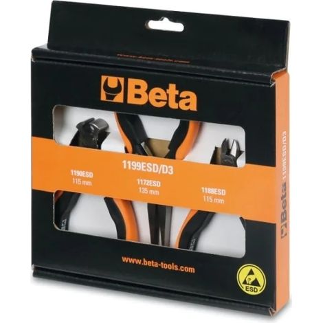 Beta 1199ESD/D3 Assortimento tronchesi e pinze ESD per elettronica 3 Pz.
