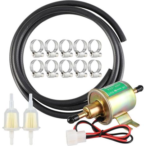 Universelle 4-7 PSI 12V elektrische Kraftstoffpumpe mit Kraftstoffschlauch und Edelstahlklemmen, HEP-02A, Dieselpumpe, Benzinpumpe (1/5)