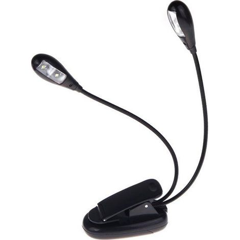Lampada da leggio con morsetto di fissaggio, 2 bracci doppi, 4 LED flessibili (1/5)