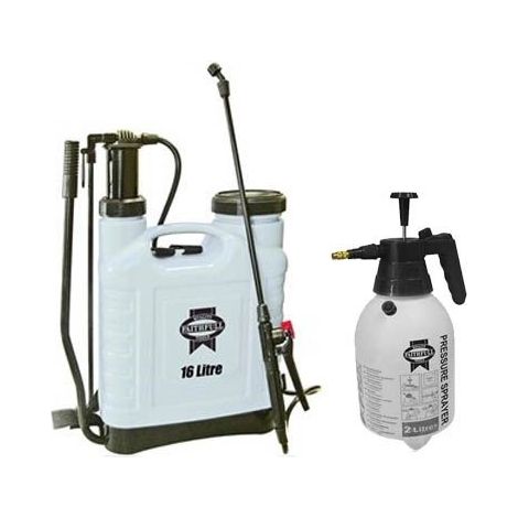 Faithfull Pressure Knapsack Sprayer 16 Litre FAISPRAY16 & 2 Litre Hand Sprayer