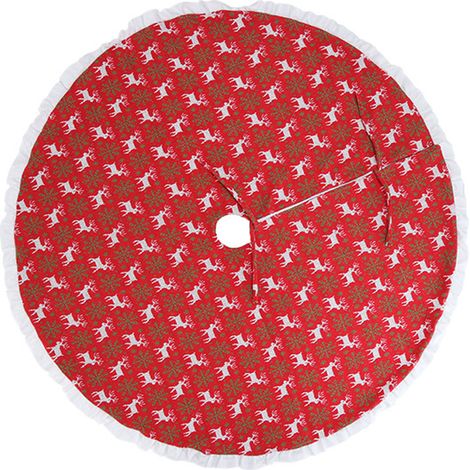 Jupe Pour Arbre De Noël - 110 Cm - Motif Flocon De Neige Et Cerf - Pour Décoration Intérieure Et Extérieure - 1 Pièce (1/5)