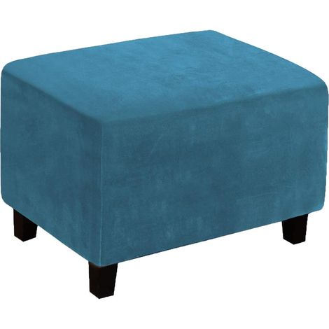 Protective cover for ottoman footstool, folding storage stool, furniture cover with non-slip elastic base for living room (size XL, peacock blue) (1/5)